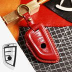 Carsine BMW Leather Car Key Cover - Genuine Leather, Premium Fit for All BMW Models Red / A
