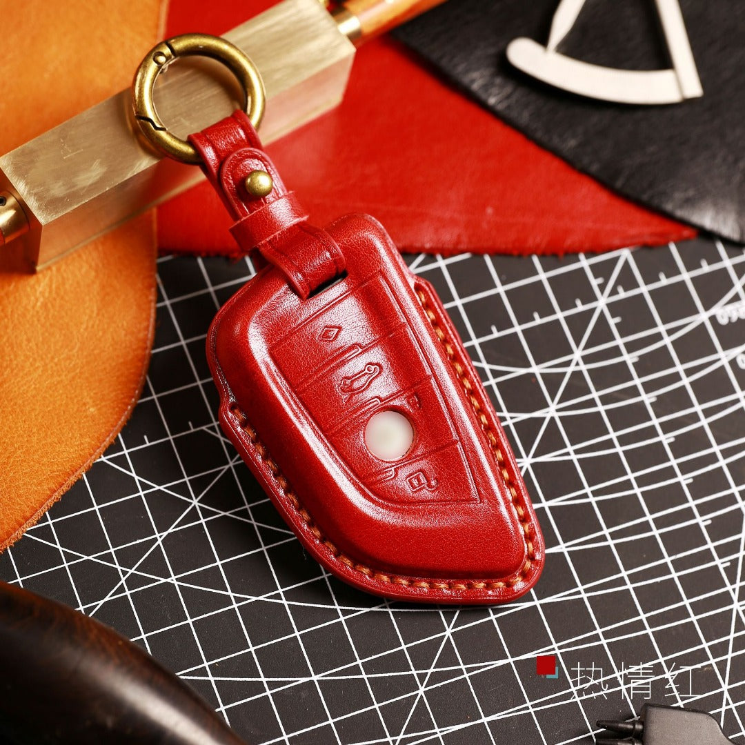 Carsine BMW Leather Car Key Cover - Genuine Leather, Premium Fit for All BMW Models Brown / C