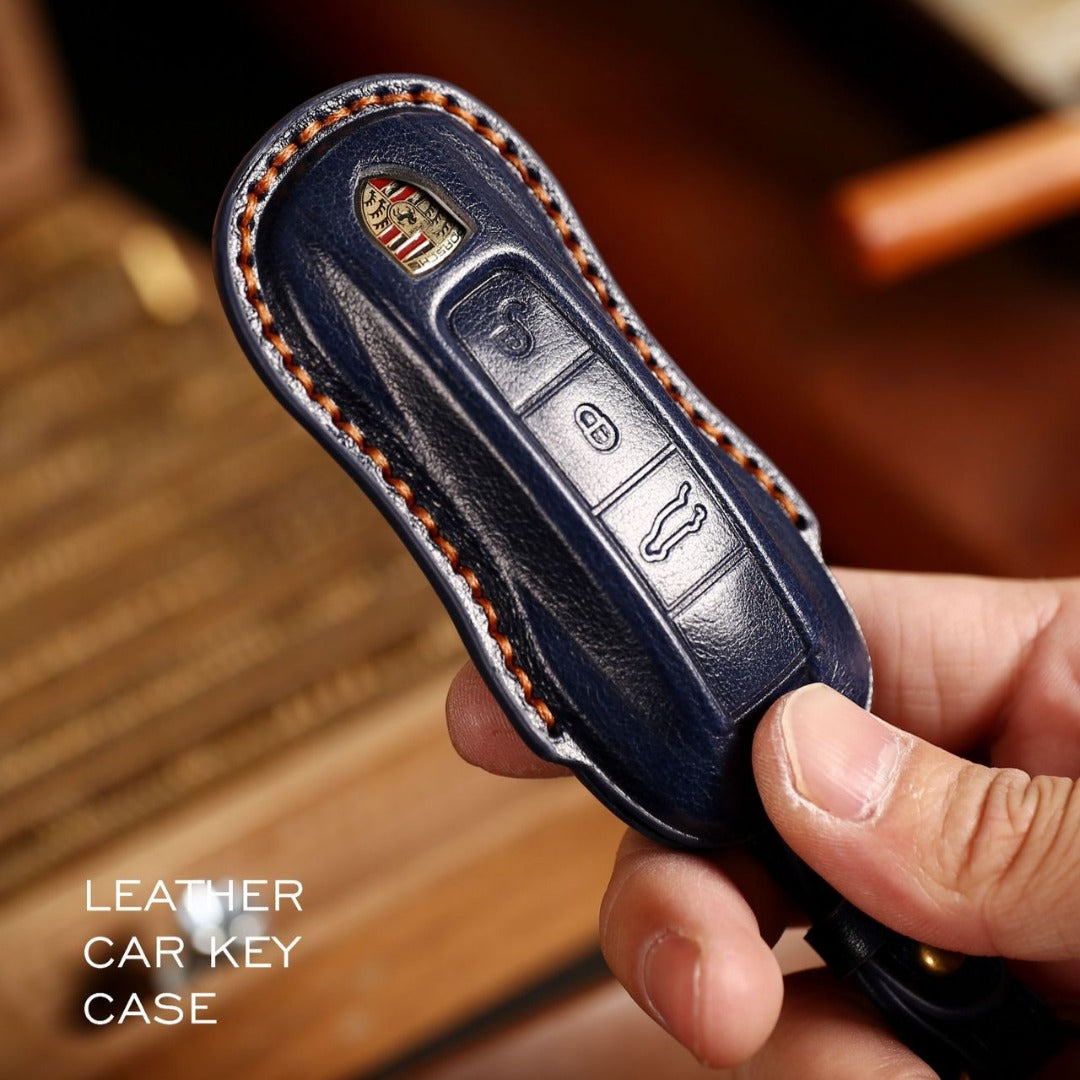 Porsche-Schlüsselhülle | Echtes Leder, wasserdicht | Passend für alle Modelle