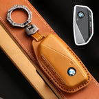 Carsine BMW Leather Car Key Cover - Genuine Leather, Premium Fit for All BMW Models Brown / C