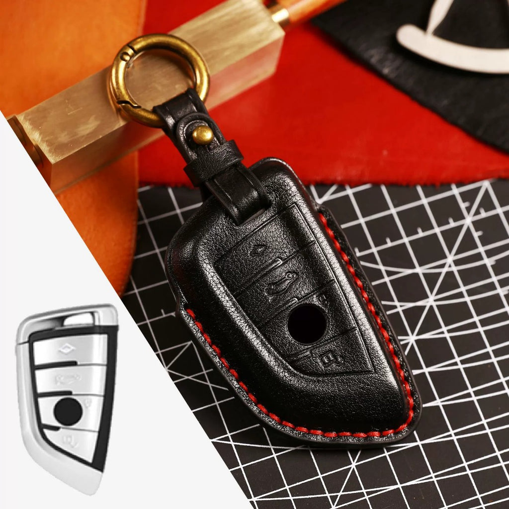 Carsine BMW Leather Car Key Cover - Genuine Leather, Premium Fit for All BMW Models Black / A