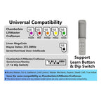 Universelle Garagentoröffner-Fernbedienung, kompatibel mit LiftMaster, Chamberlain, Genie, Craftsman, Linear und Wayne Dalton. Alle Modelle verfügen über eine Lerntaste oder einen DIP-Schalter. 