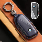 Carsine BMW Leather Car Key Cover - Genuine Leather, Premium Fit for All BMW Models Blue / C
