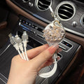 Carsine Swan Rhinestone Car Retractable Charging Data Cable White / Cable