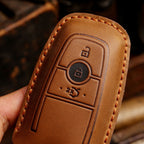 Étui en cuir pour clé de voiture (2, 3, 4 ou 5 boutons) compatible avec les Ford Focus, Explorer, Kuga, Sharp, Aviator, Lincoln Mondeo, Edge, F-150, Raptor et autres pick-ups.