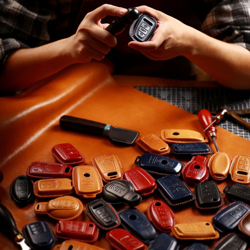 Carsine BMW Leather Car Key Cover - Genuine Leather, Premium Fit for All BMW Models Brown / C