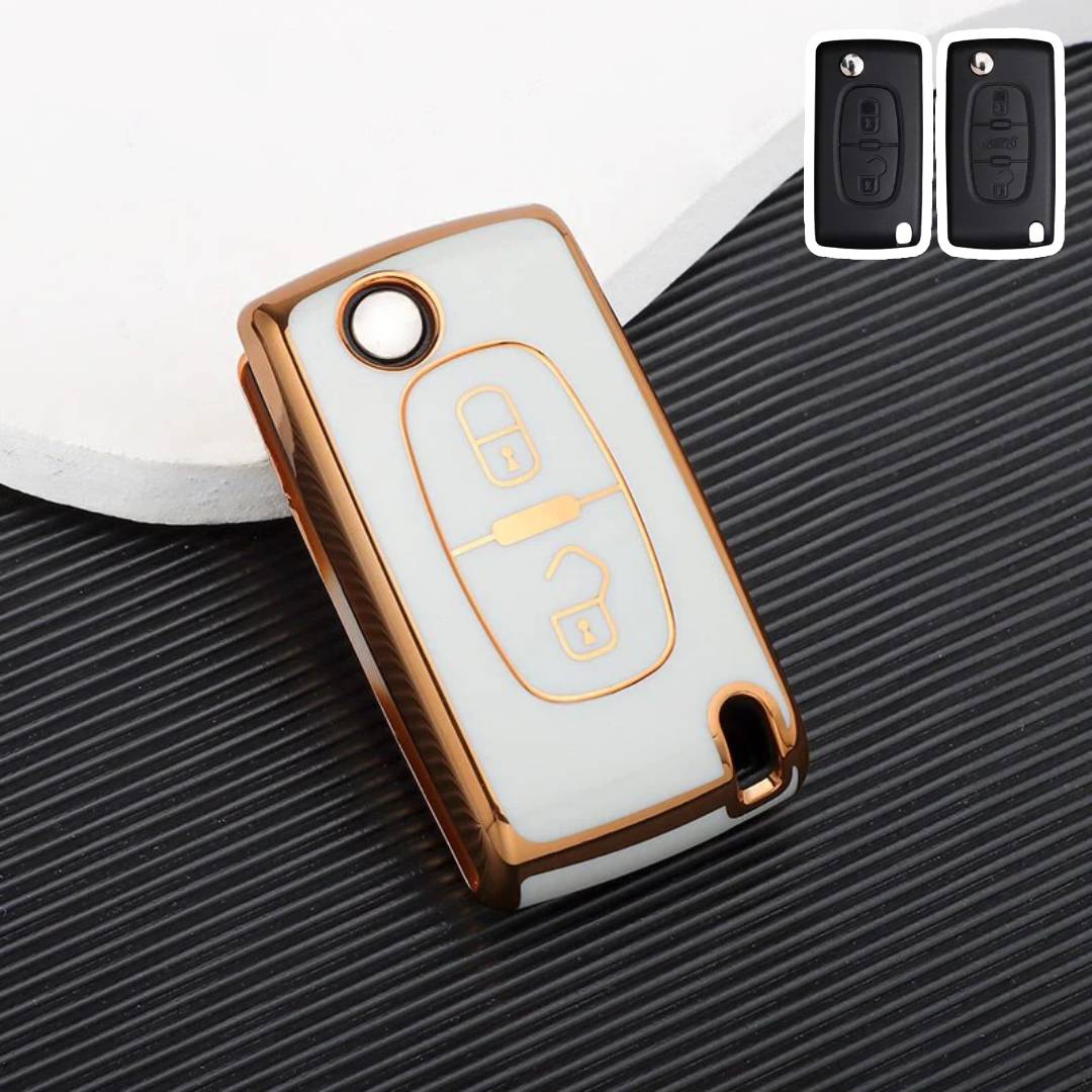 Citroen Peugeot Autoschlüsseletui Goldener Rand