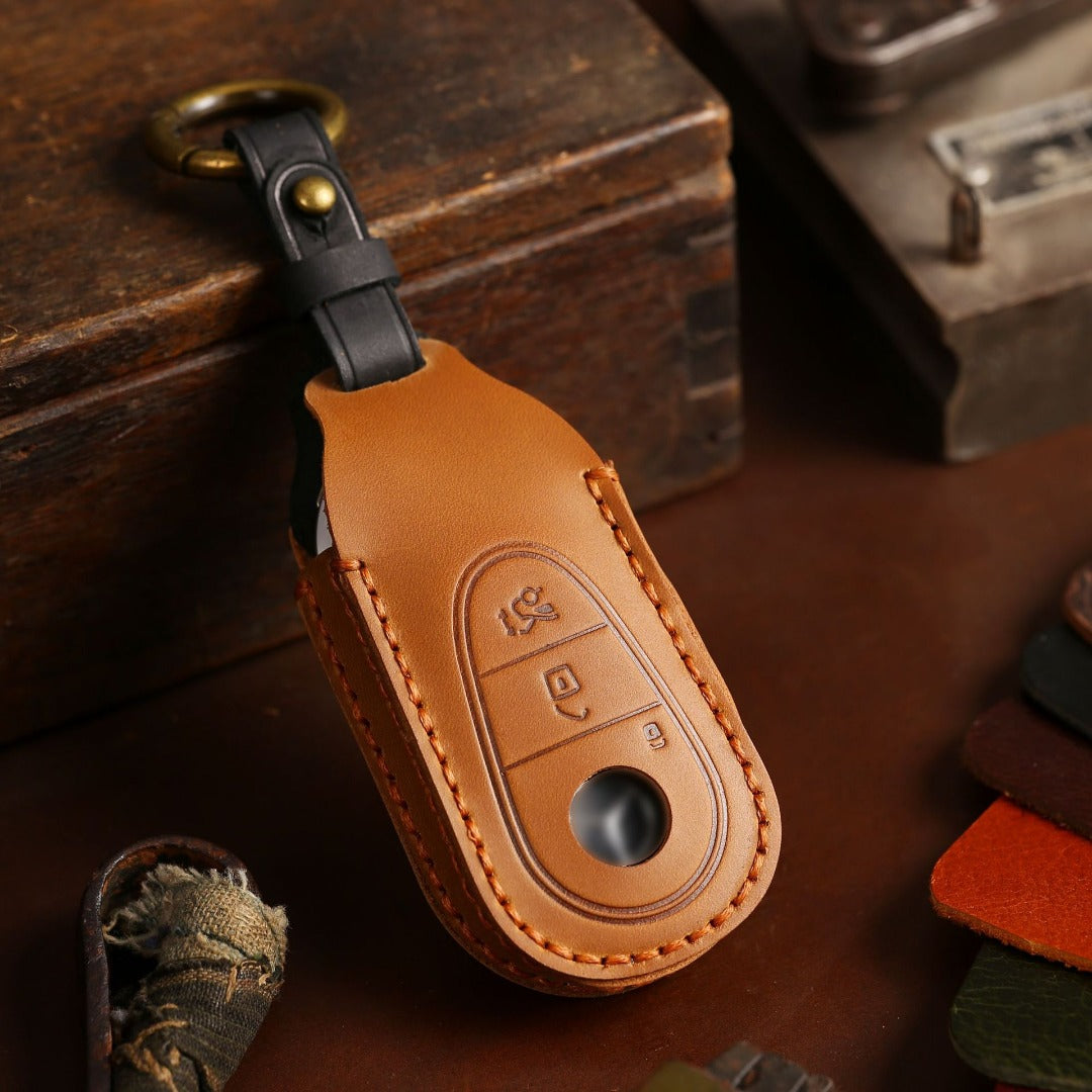 Étui de clé de voiture en cuir Mercedes-Benz à 3 boutons