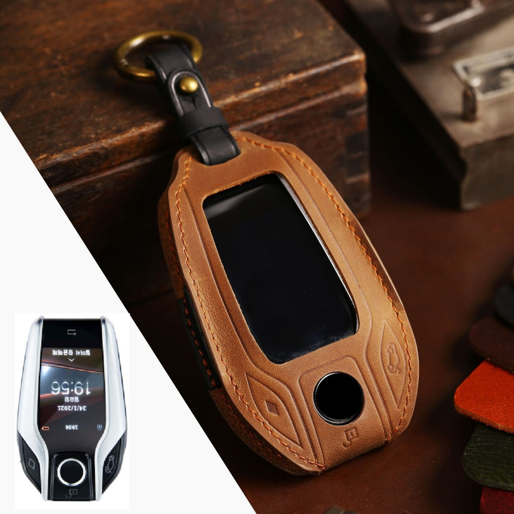 Carsine BMW X7 325LI 525 X3 Leather Car Key Cover Brown
