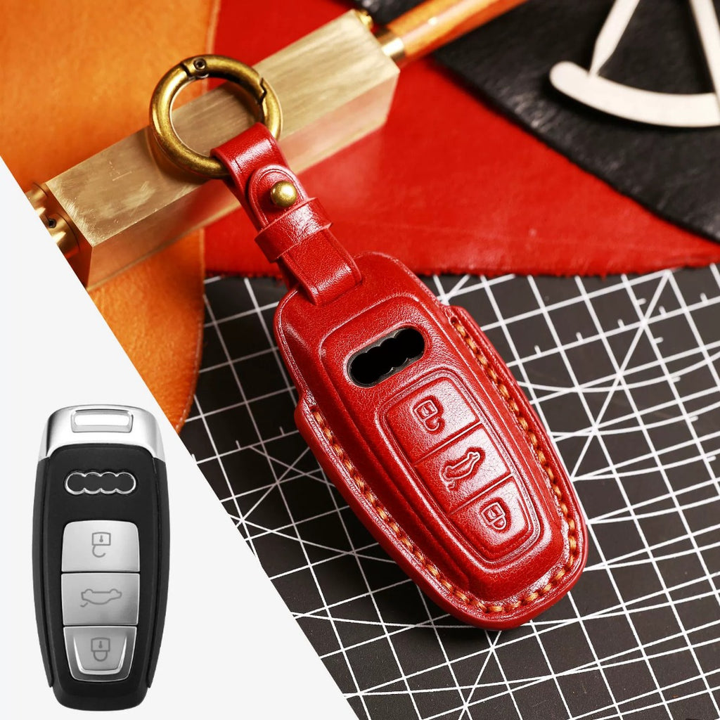 Premium Audi Leather Car Key Cover - Luxury Protection & Custom Fit for Audi Keys