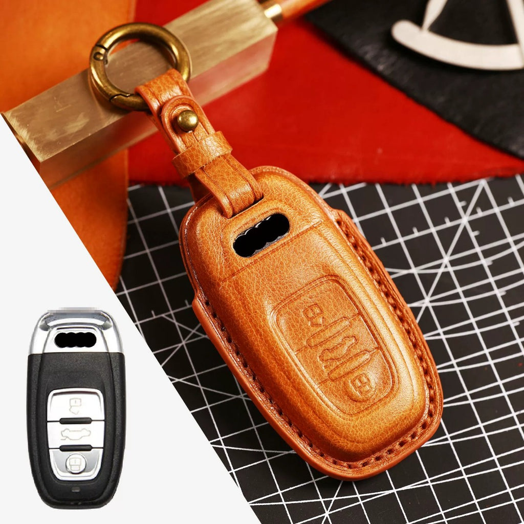 Premium Audi Leather Car Key Cover - Luxury Protection & Custom Fit for Audi Keys