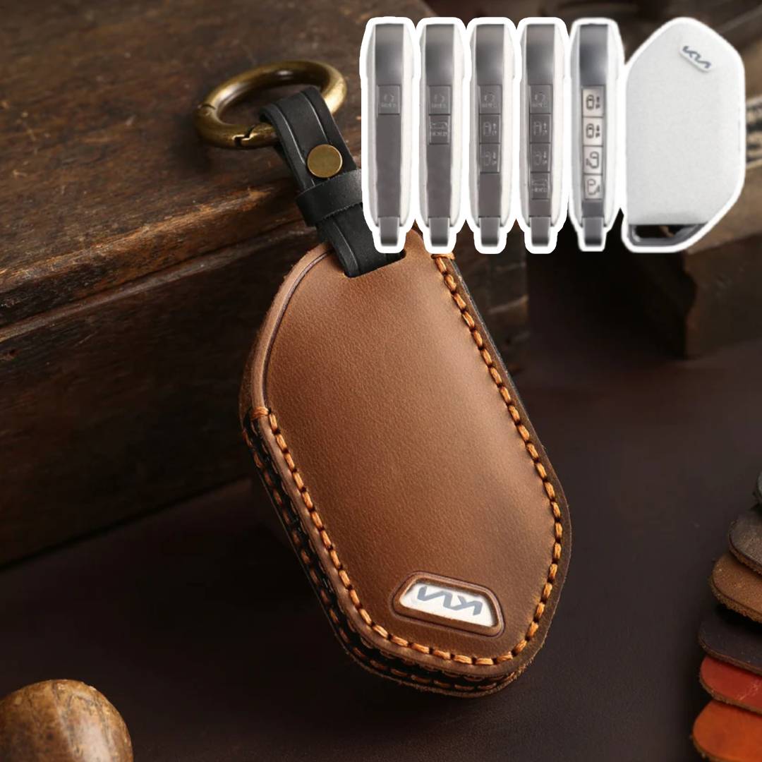 Étui en cuir pour clé de voiture Kia à 5, 6, 7, 8 ou 9 boutons