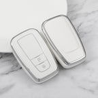 Carsine Toyota Car Key Cover Silver Edge White / Key case