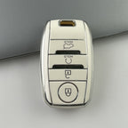 Carsine Kia Car Key Cover Silver Edge White / Key case
