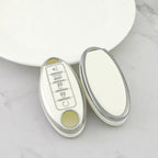 Carsine Nissan Car Key Cover Silver Edge White / Key case
