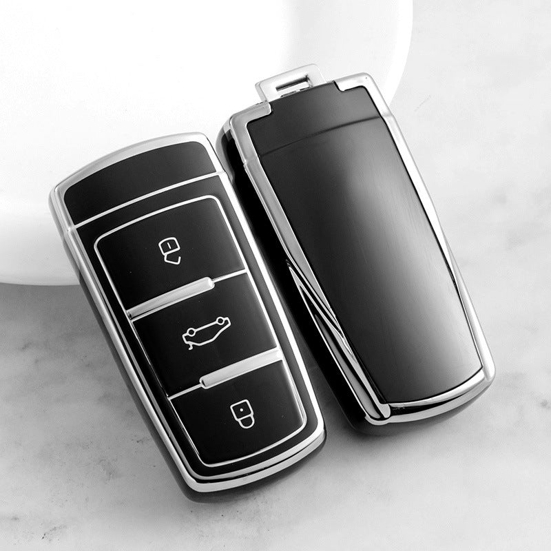 Carsine Volkswagen Car Key Cover Silver Edge Black / Key case