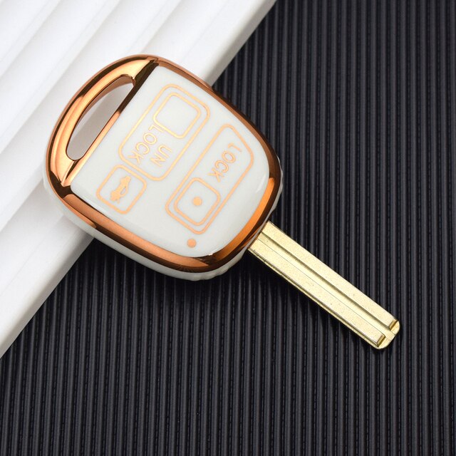 Carsine Toyota Car Key Case Golden Edge White / Key case