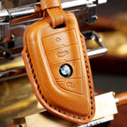 Carsine BMW Leather Car Key Cover - Genuine Leather, Premium Fit for All BMW Models Brown / C