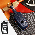 Carsine BMW Leather Car Key Cover - Genuine Leather, Premium Fit for All BMW Models Blue / B