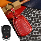 Carsine Cadillac Leather Key Cover - Premium Protector for All Models Red / B