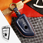 Carsine BMW Leather Car Key Cover - Genuine Leather, Premium Fit for All BMW Models Blue / A
