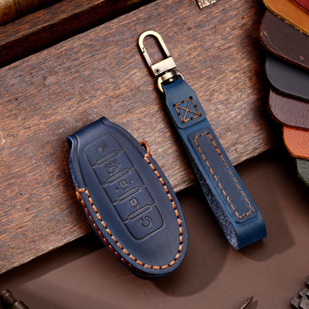 Étui en cuir pour clé de voiture Nissan à 3, 4 ou 5 boutons