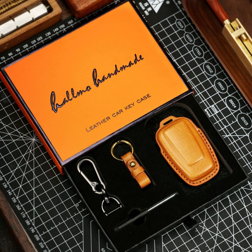 Carsine BMW Leather Car Key Cover - Genuine Leather, Premium Fit for All BMW Models Brown / C