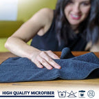 Carsine Microfiber Cleaning Cloth - 12 Packs 12.6"x12.6" - High Performance - 1200 Washes, Ultra Absorbent Towels Weave Grime & Liquid for Streak-Free Mirror Shine - Car Washing Cloth Grey