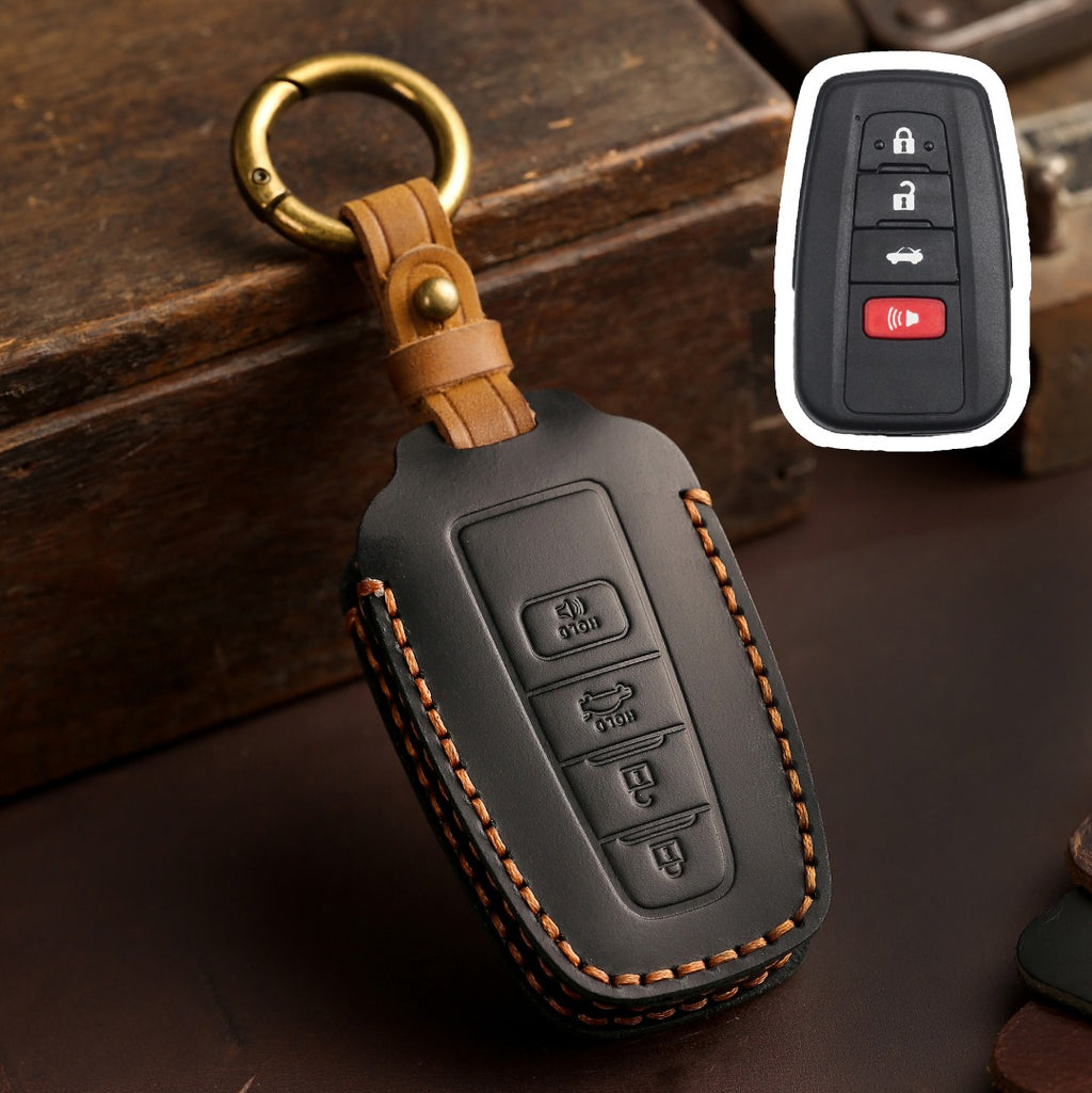 Carsine Toyota Camry Leather Car Key Cover 2,3,4 Button Black / 4 Button