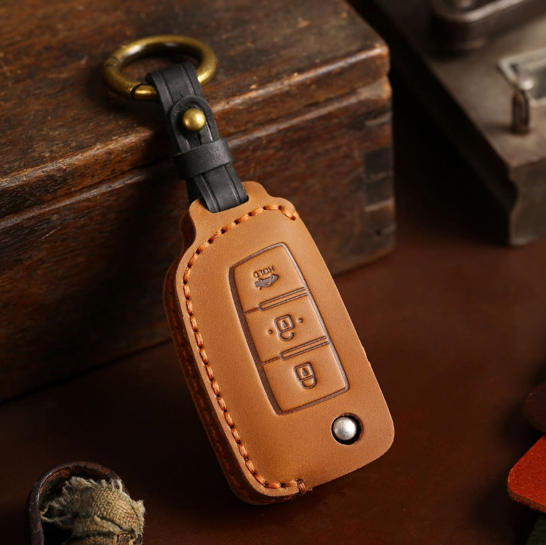 Étui de clé de voiture en cuir pour Nissan Sylphy, Tiida, X-Trail, Qashqai, Kicks, 2 ou 3 boutons