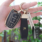 Carsine Hyundai Car Key Case Golden Edge Black / Key case + R strap