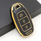 Carsine Hyundai Car Key Case Golden Edge Black / Key case