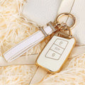 Carsine Volkswagen Car Key Case Golden Edge White / Key case + strap