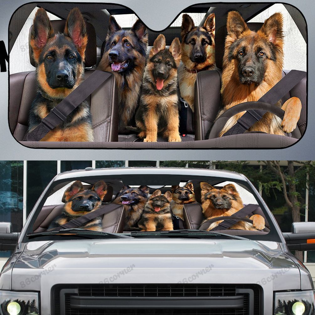 Carsine Pitbull Dog Family Car Sunshade